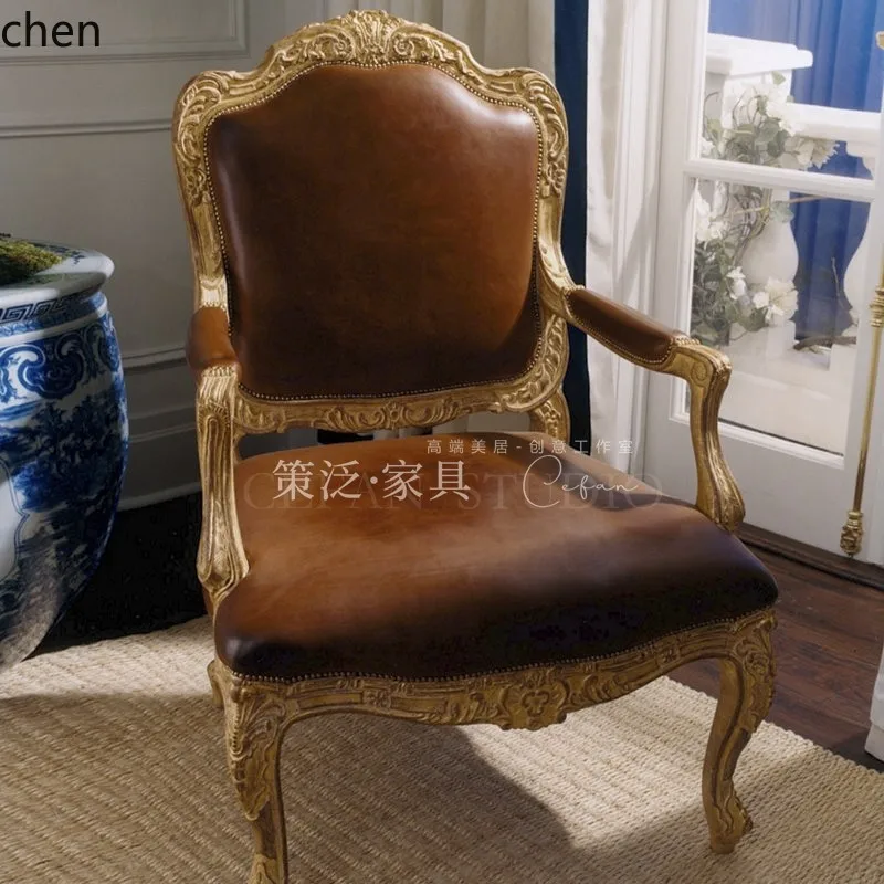 Chairs - TQH7.2 デスクチェア ヴィンテージ風 アームチェア フレンチスタイル ゴールド