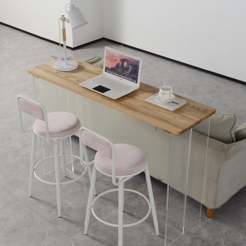 Tables - 北欧クリエイティブアクリル無垢材バーテーブルモダンなリビングルームパーティション透明フローティングテーブル家庭用家具FYFD