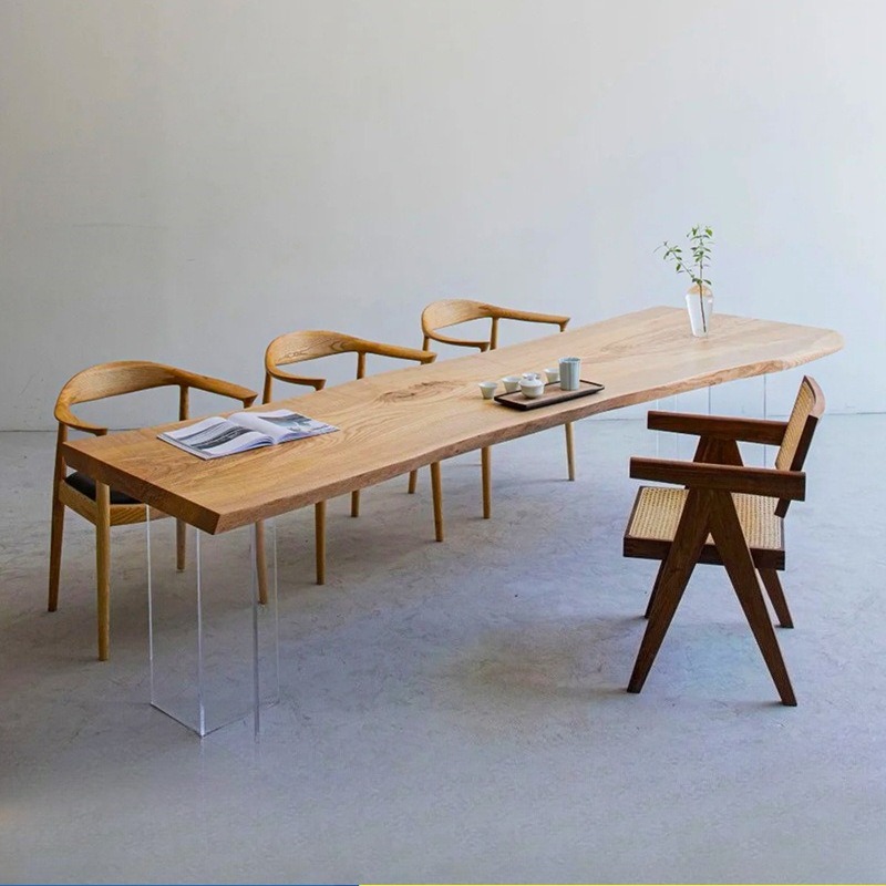 北欧無垢材アクリルフローティングテーブルモダンシンプルスタデ - Bedroom Furniture のレビューと価格
