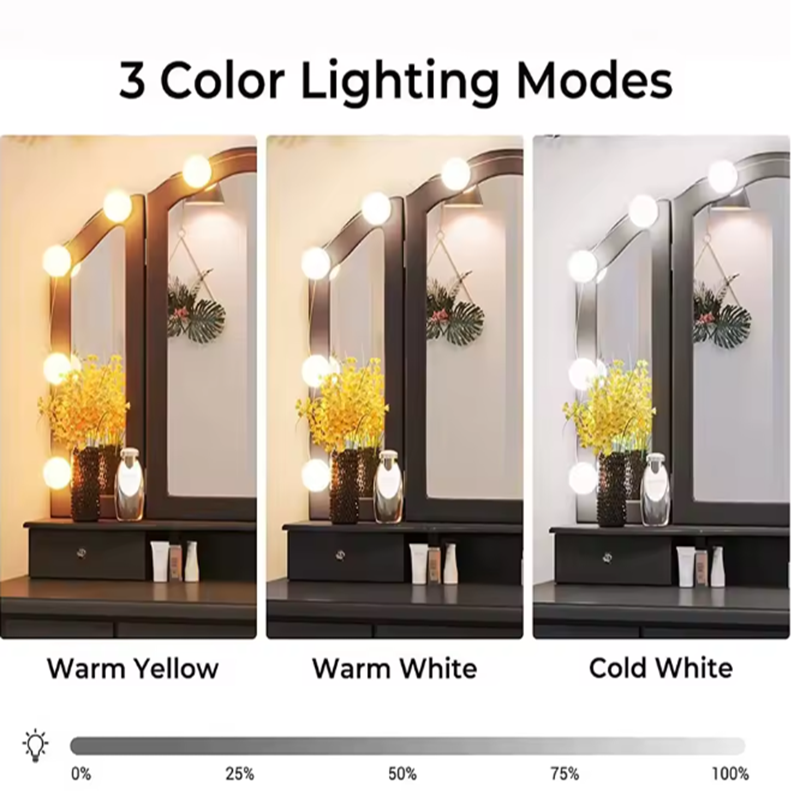 ハリウッドメイクアップバニティランプ、取り外し可能なLEDミ - Dressing Table Vanity With Lighted Mirror のレビューと価格