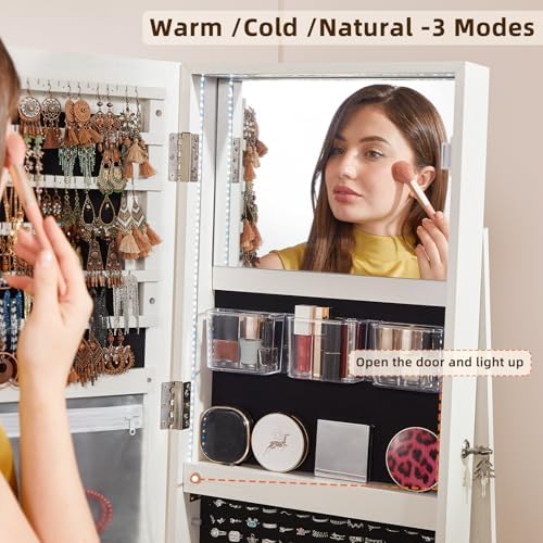 溝付き360 °   回転式ジュエリーアルモアキャビネット、 - Full Length Mirror Jewelry Armoire のレビューと価格