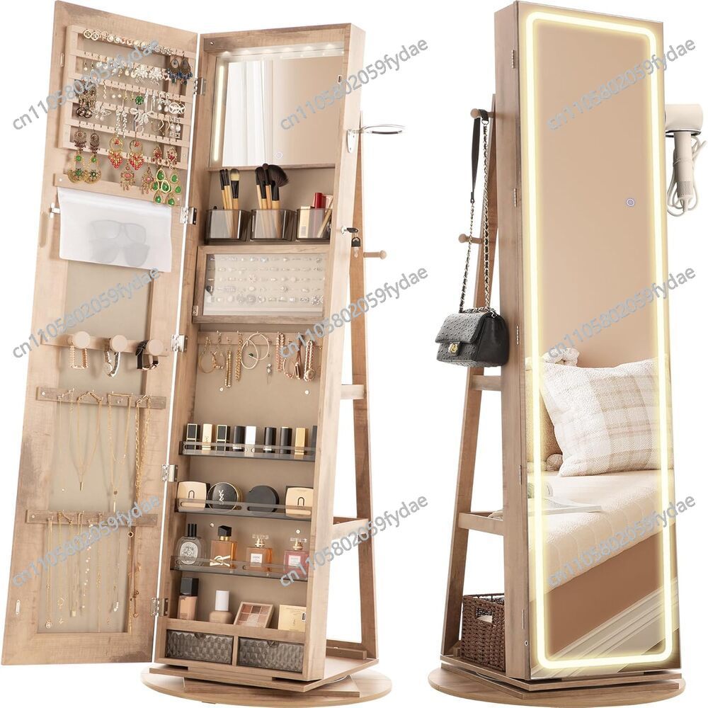 ミラー付きジュエリーキャビネット、360度回転式 °   回 - Full Length Mirror Jewelry Armoire のレビューと価格