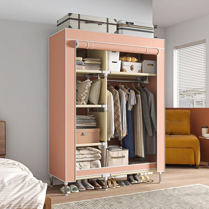 ポータブルワードローブ、自立型クローゼットハンギングオーガナ - Wardrobe Closet Portable Fabric Cover のレビューと価格