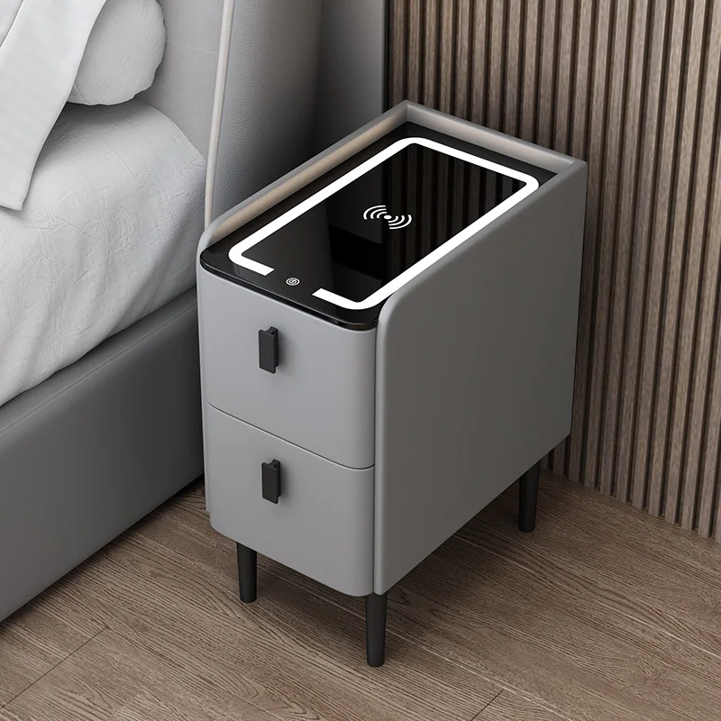 北欧スタイルの木製ベッドサイドテーブル、ワイヤレス充電機能付 - Solid Wood Nightstand 2 Drawers のレビューと価格