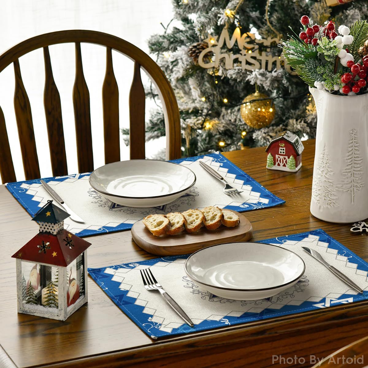 8 個ユダヤ教の祝日プレースマットセットハヌカーメノラダビデ - Tables のレビューと価格