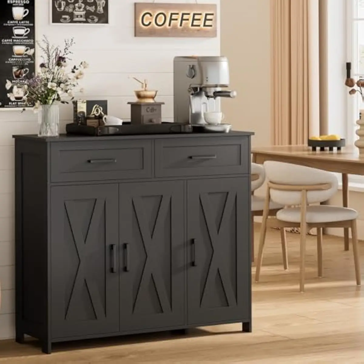 引き出し付きコーヒーバー収納キャビネット、キッチンビュッフェ - Storage のレビューと価格
