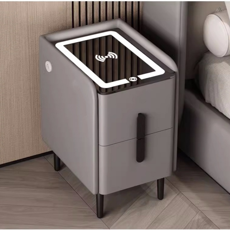 北欧スタイルのスマートベッドサイドテーブル、ワイヤレス充電機 - Solid Wood Nightstand 2 Drawers のレビューと価格