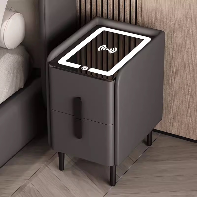 北欧スタイルのスマートベッドサイドテーブル、ワイヤレス充電機 - Solid Wood Nightstand 2 Drawers のレビューと価格