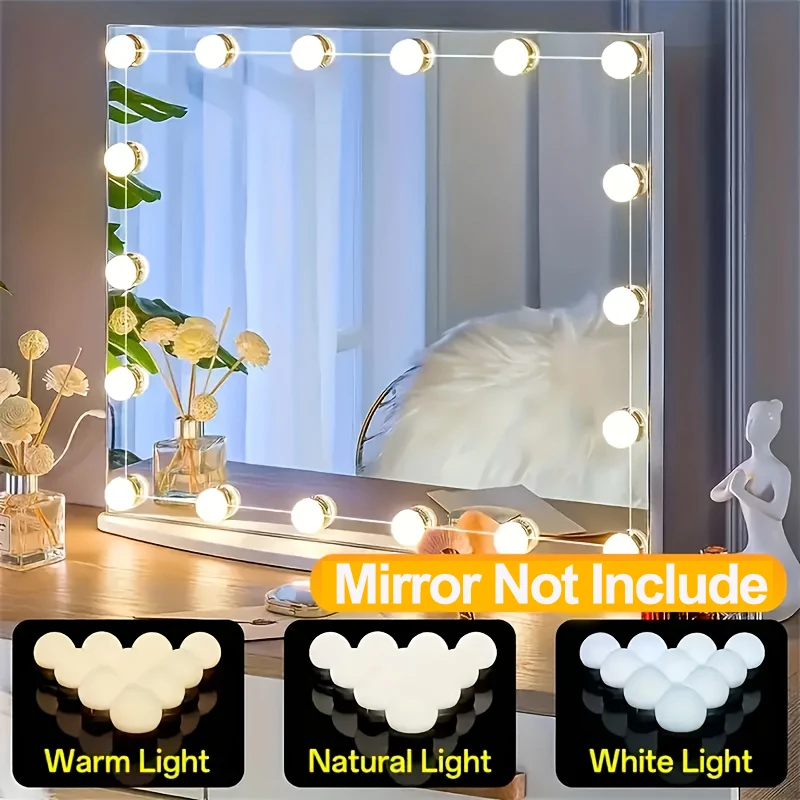 ハリウッドバニティミラーライトキット、調光可能な電球10/1 - Dressing Table Vanity With Lighted Mirror のレビューと価格