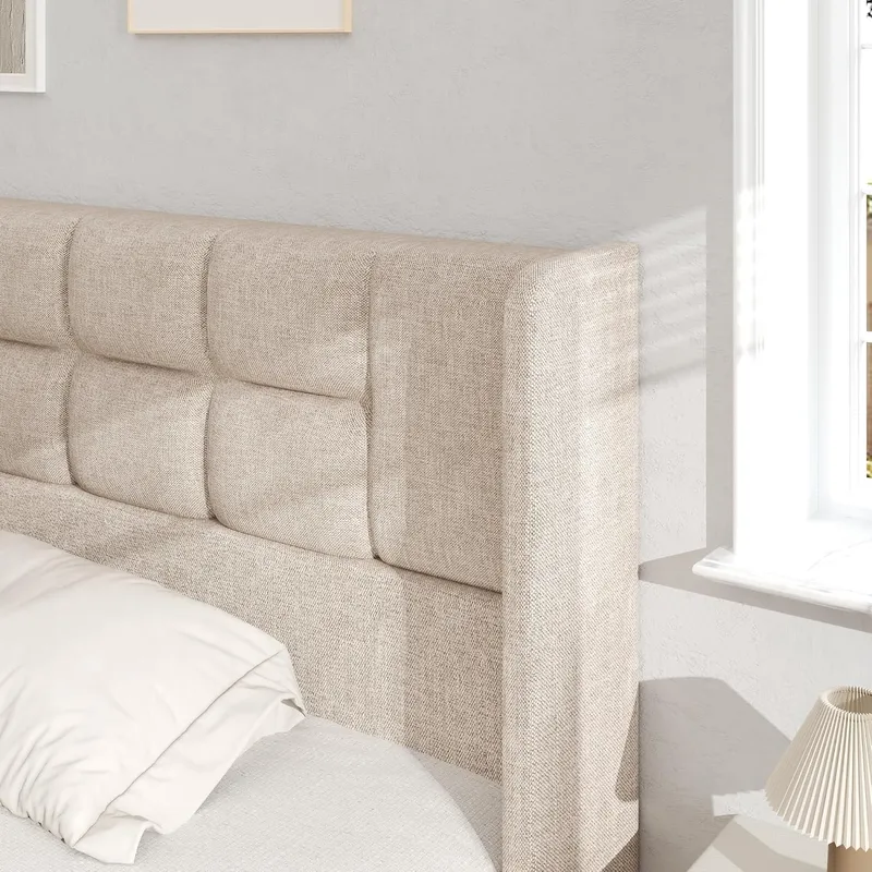 油圧式ガスリフトアップ収納付きリネン張りベッドフレーム - Gas Lift Storage Bed Hydraulic のレビューと価格
