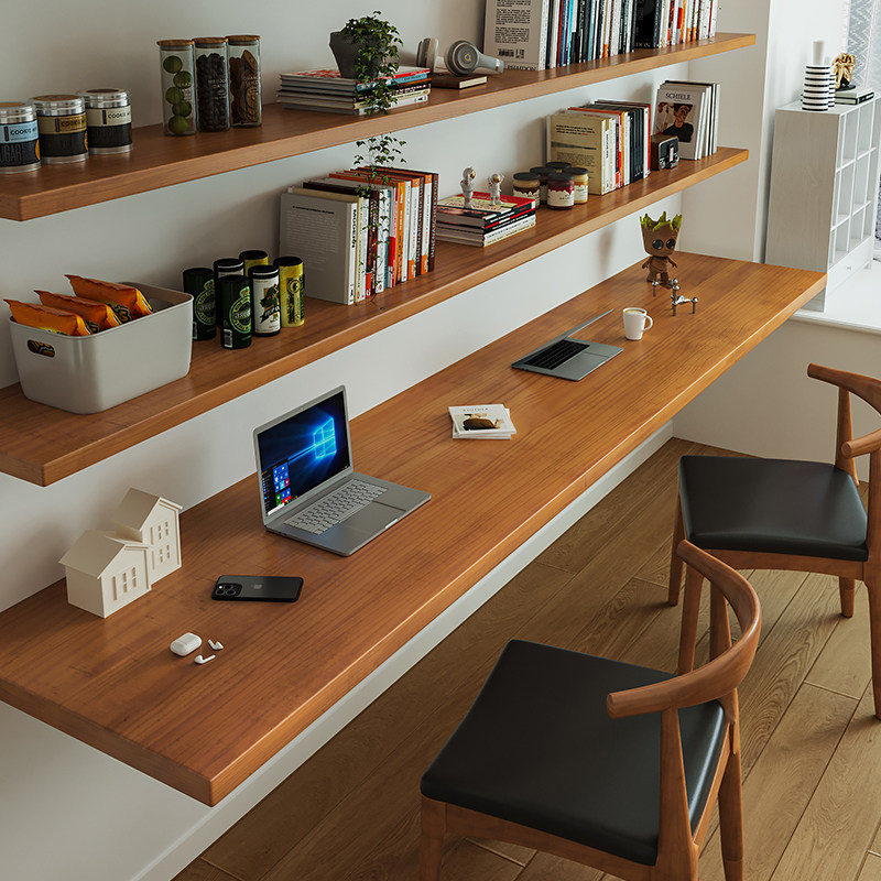 北欧風無垢材デスク 本棚付き モダンデザイン 壁掛け式コンピ - Bedroom Furniture のレビューと価格