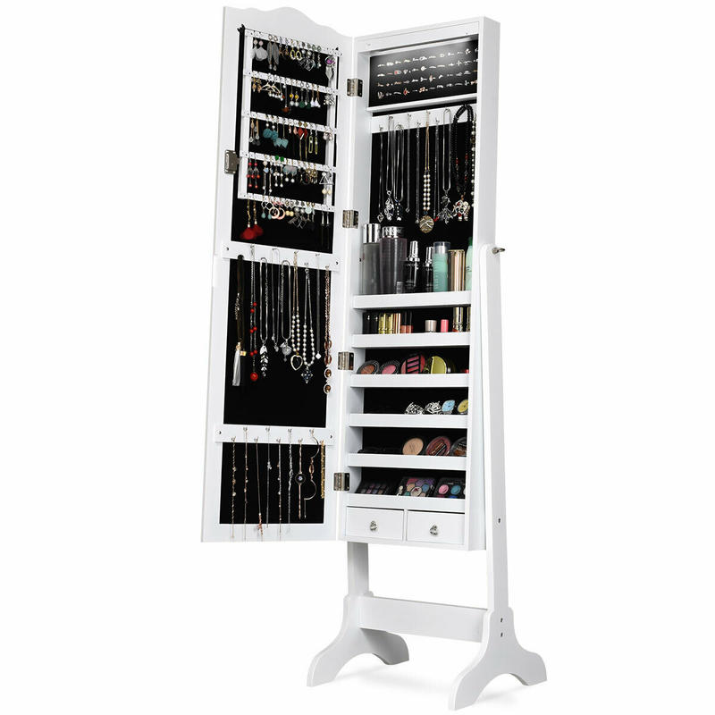 14 LEDライト付きジュエリーアルモアキャビネット、全身鏡 - Full Length Mirror Jewelry Armoire のレビューと価格