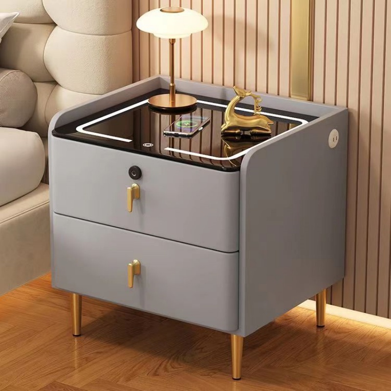 北欧スタイル木製ベッドサイドテーブル 2 引き出しフェイクレ - Solid Wood Nightstand 2 Drawers のレビューと価格