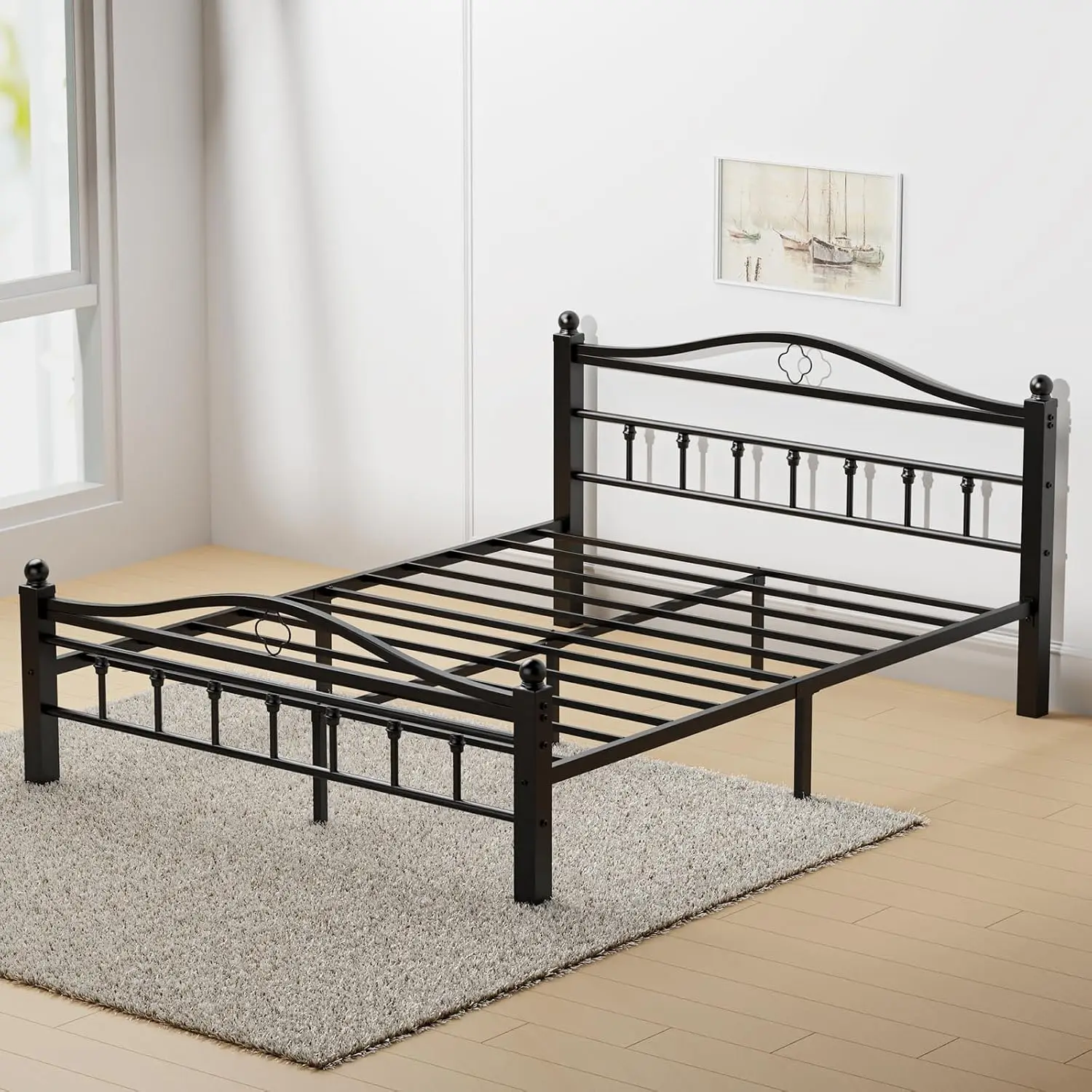 クイーンサイズの金属製ベッドフレーム（ヘッドボード付き） | - Canopy Bed Frame Metal Queen のレビューと価格