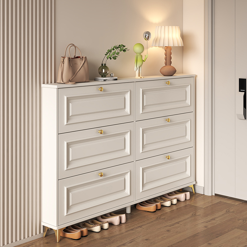 フランス風玄関靴箱 - クリーム色の超薄型デザイン侘び寂び靴 - Shoe Rack Cabinet Narrow Entryway のレビューと価格