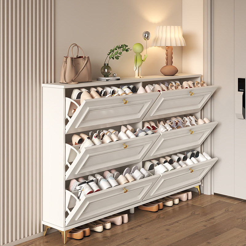 フランス風玄関靴箱 - クリーム色の超薄型デザイン侘び寂び靴 - Shoe Rack Cabinet Narrow Entryway のレビューと価格