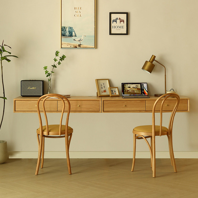 北欧デザイナーフローティングデスク無垢材コンピューターデスク - Bedroom Furniture のレビューと価格