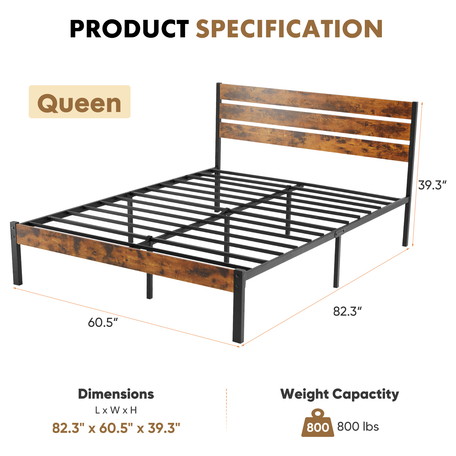 JHK クイーンサイズ メタルプラットフォームベッドフレーム - Canopy Bed Frame Metal Queen のレビューと価格
