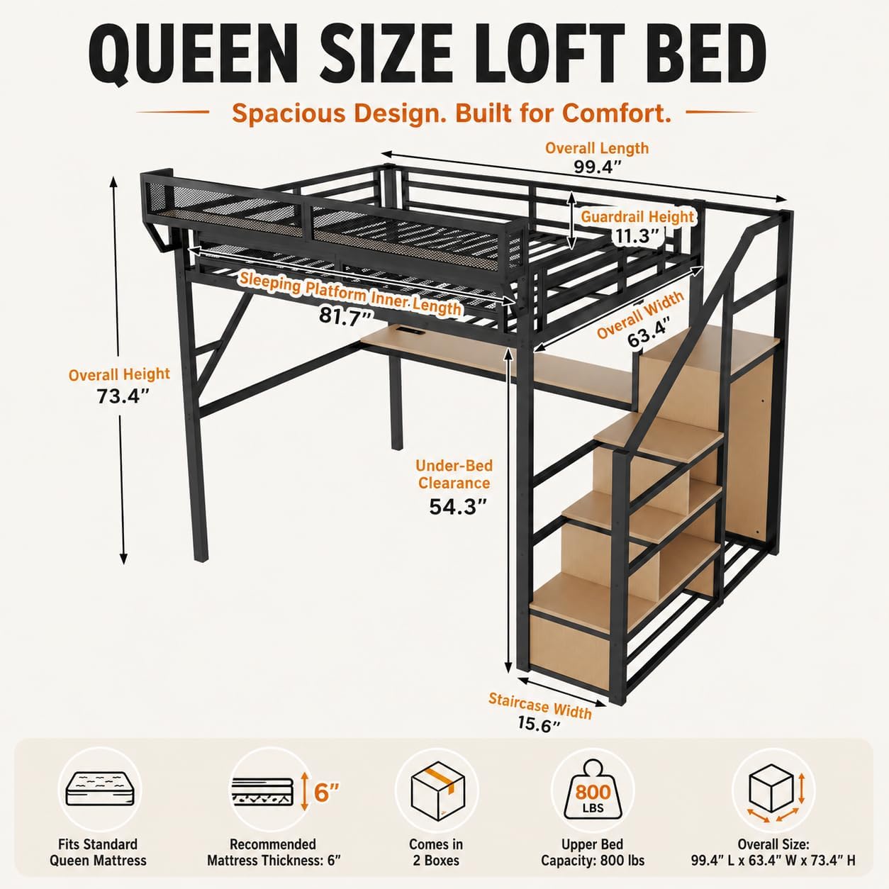 ミライトーン クイーンロフトベッド デスクとRGBライト付き - Canopy Bed Frame Metal Queen のレビューと価格