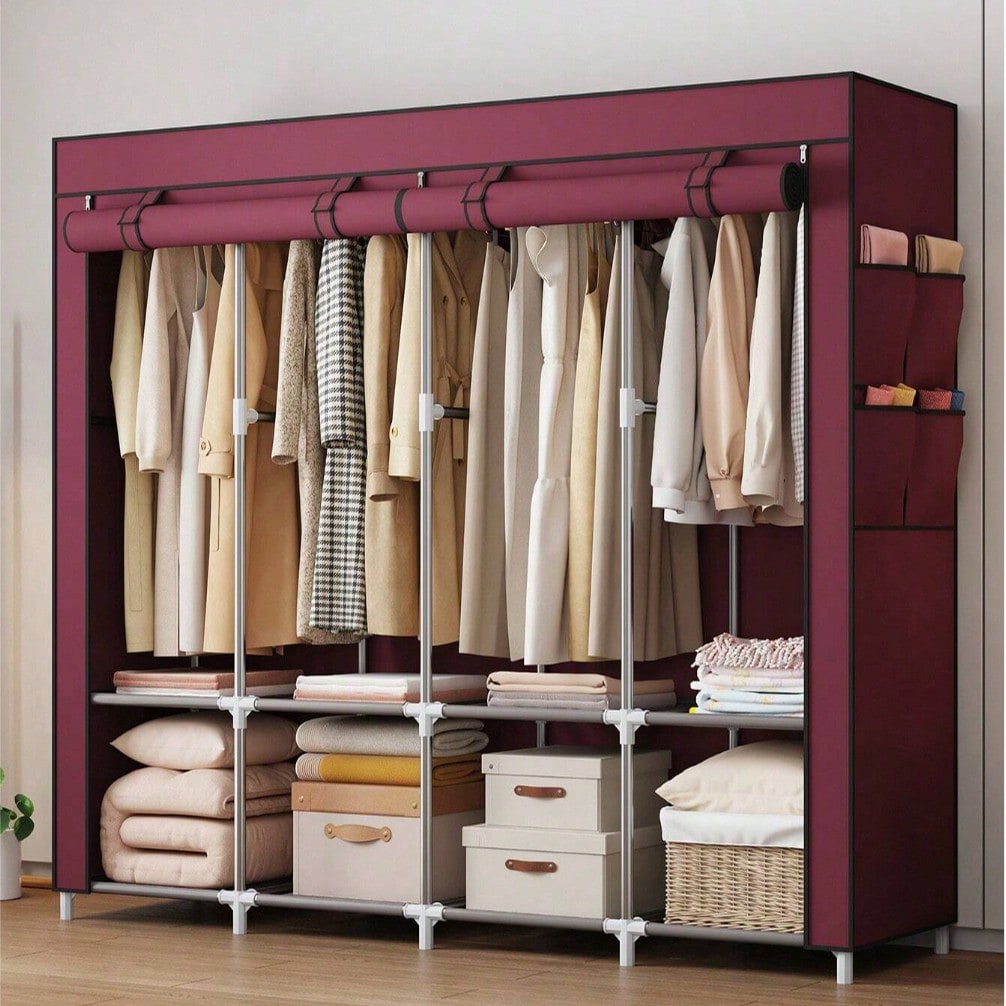 大型ポータブルクローゼットワードローブ、モダンな黒い布製衣類 - Wardrobe Closet Portable Fabric Cover のレビューと価格