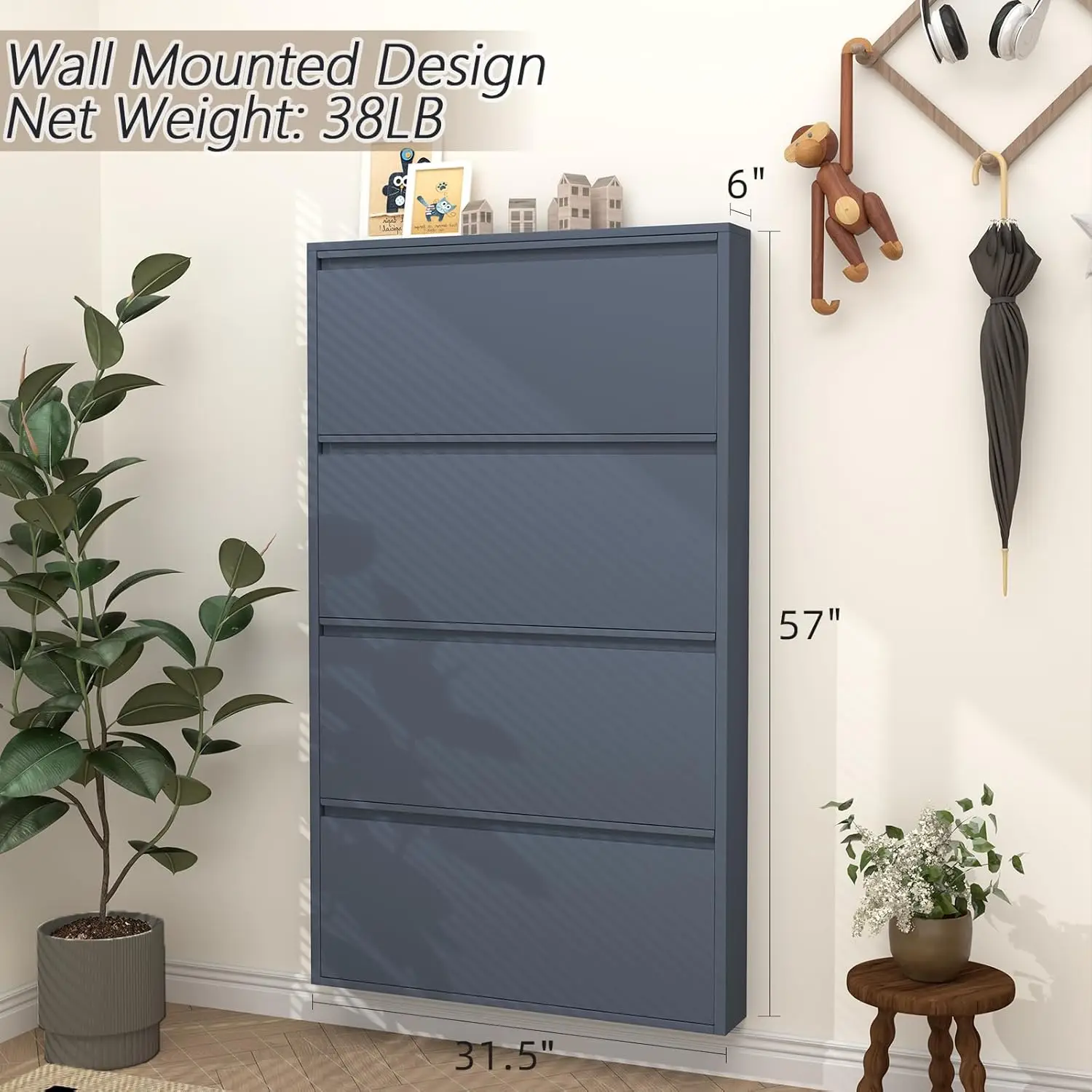 4つのフリップ式引き出し付きシューズキャビネット、玄関用スリ - Shoe Rack Cabinet Narrow Entryway のレビューと価格