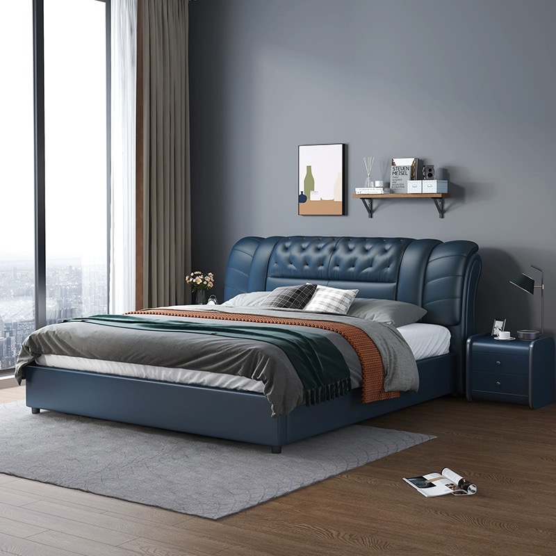 北欧風高級デザインの革張りベッド、収納引き出し付きクイーン・ - King Size Bed Frame With Storage Drawers のレビューと価格