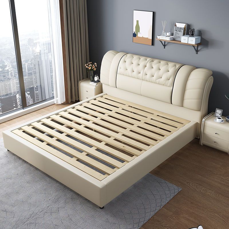 北欧風高級デザインの革張りベッド、収納引き出し付きクイーン・ - King Size Bed Frame With Storage Drawers のレビューと価格